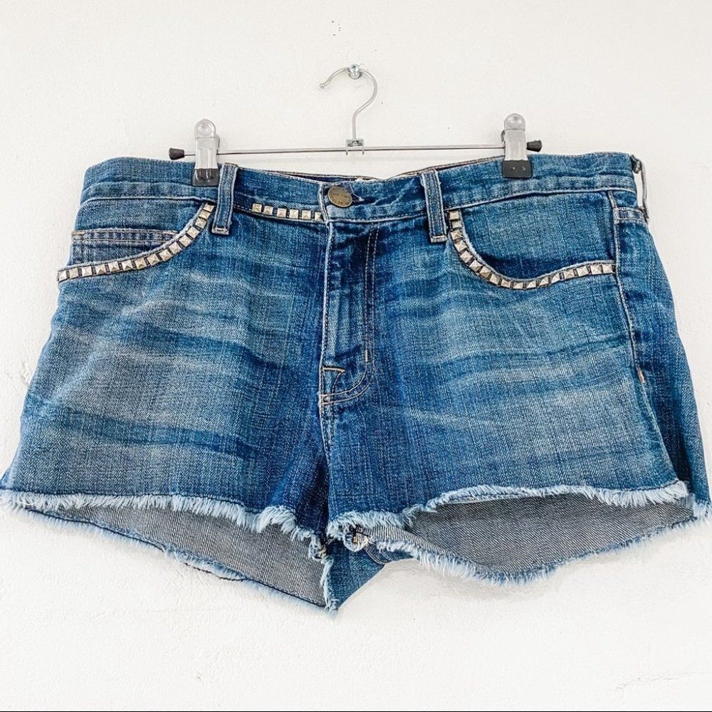 Current Elliott Studded Denim Shorts in Blue Size 27